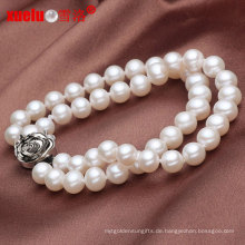 5-6mm doppelte runde weiße Art und Weise kultivierte Perlen-Armband-Schmucksachen